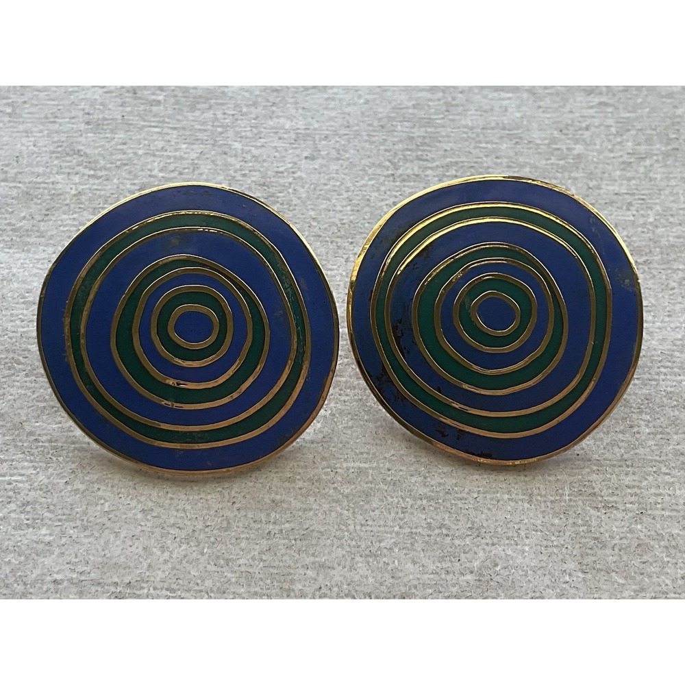 vintage Laurel Burch Ancient Wisdom Cloisonne Earrings Estate Jewelry